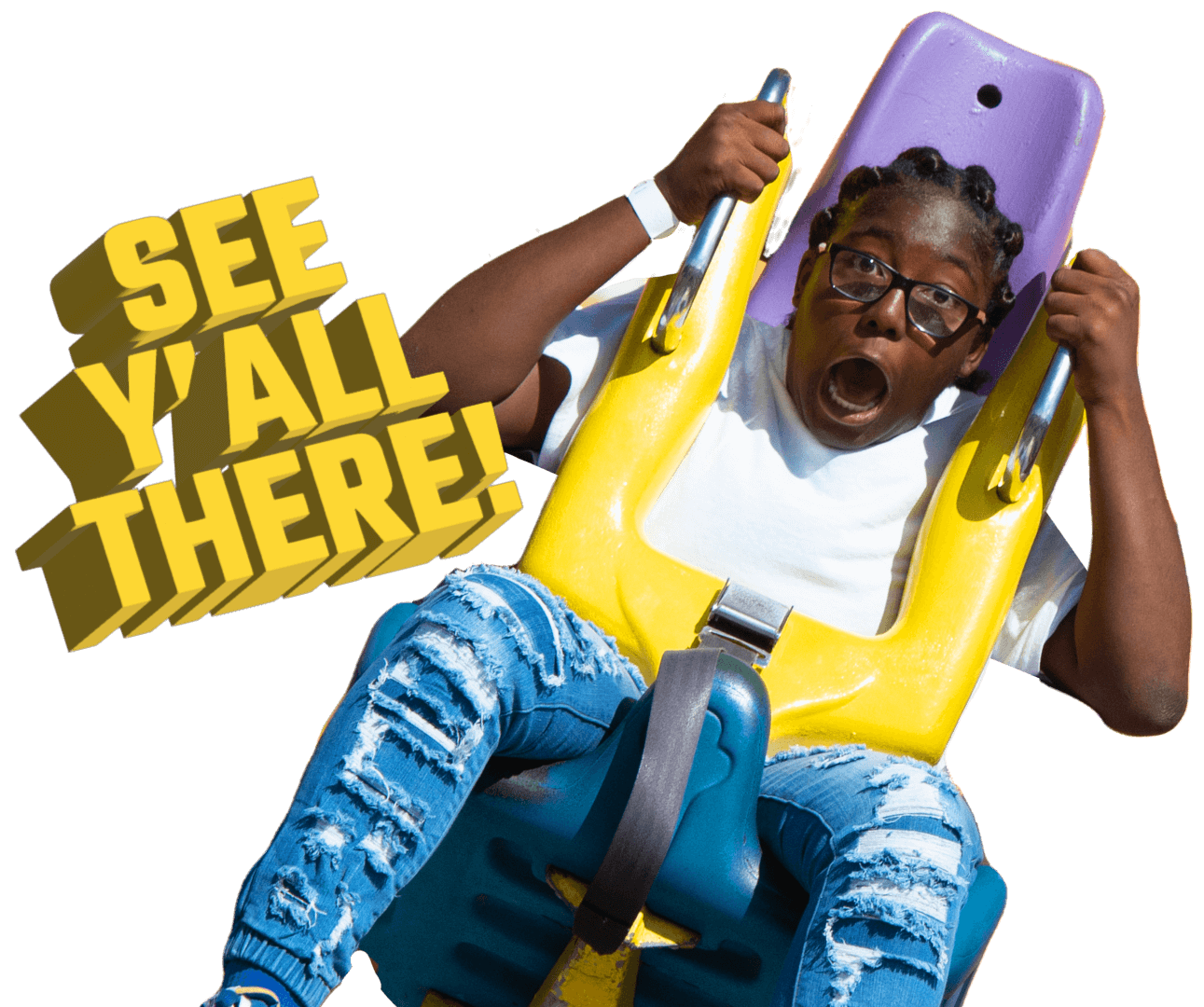 Kid With Shocked Expression on Thrill Ride Kid With Shocked Expression on Thrill Ride